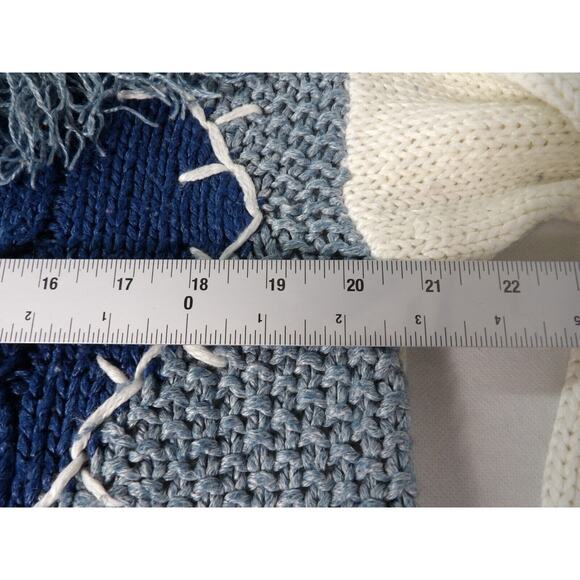 American Weekend Sweater Medium Knit 3D Vintage White Blue 80s Art - Picture 9 of 11